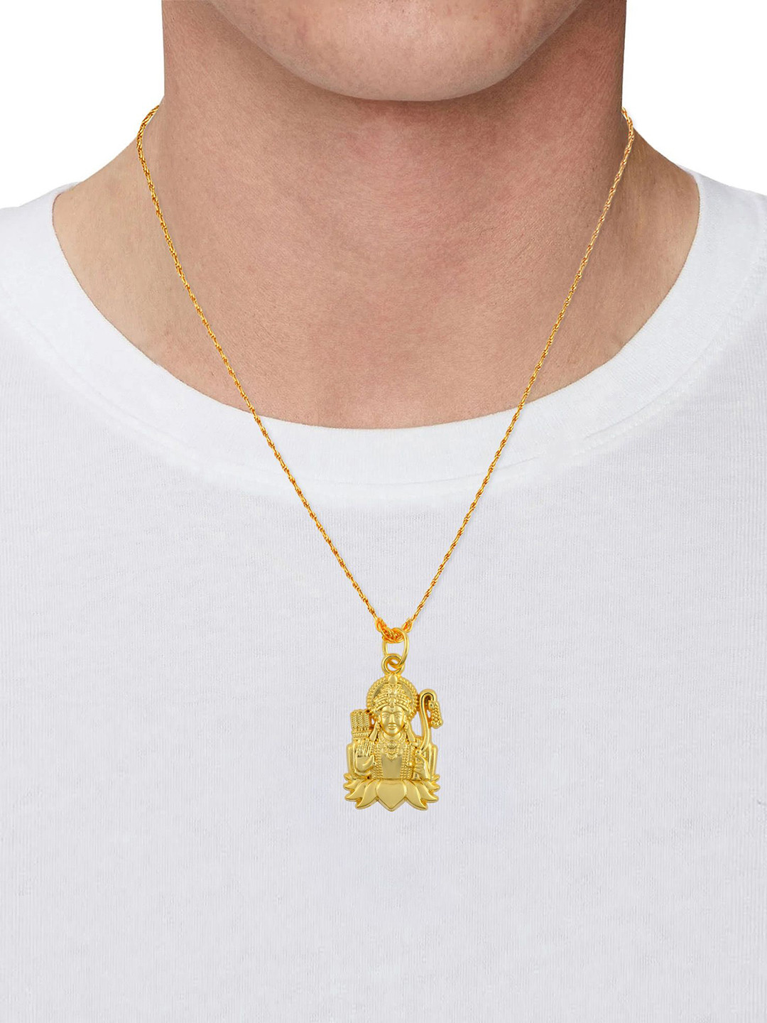 MEMOIR 24KT Gold-Plated Bhagwan Sri Ram Pendant with Chain