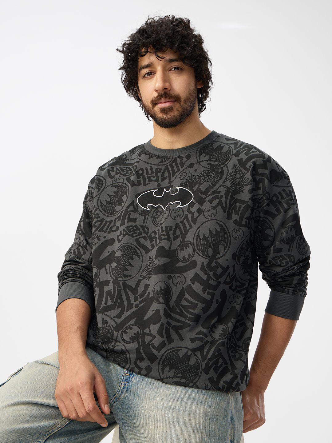 The Souled Store Official Men Batman: Vengeance Grey Oversized Fit T-Shirt