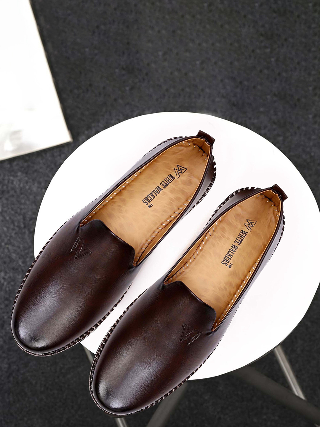 WHITE WALKERS Men Slip-On Textured Casual Loafers