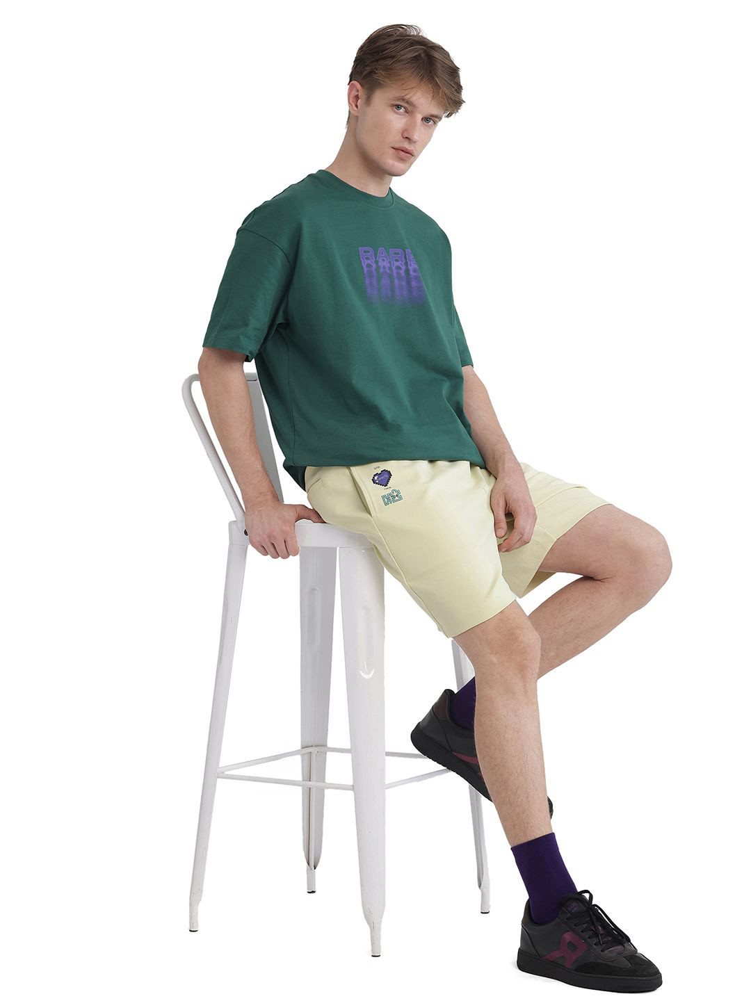 RARE RABBIT Men LUX PASTEL YELLOW Regular Fit Cotton Shorts
