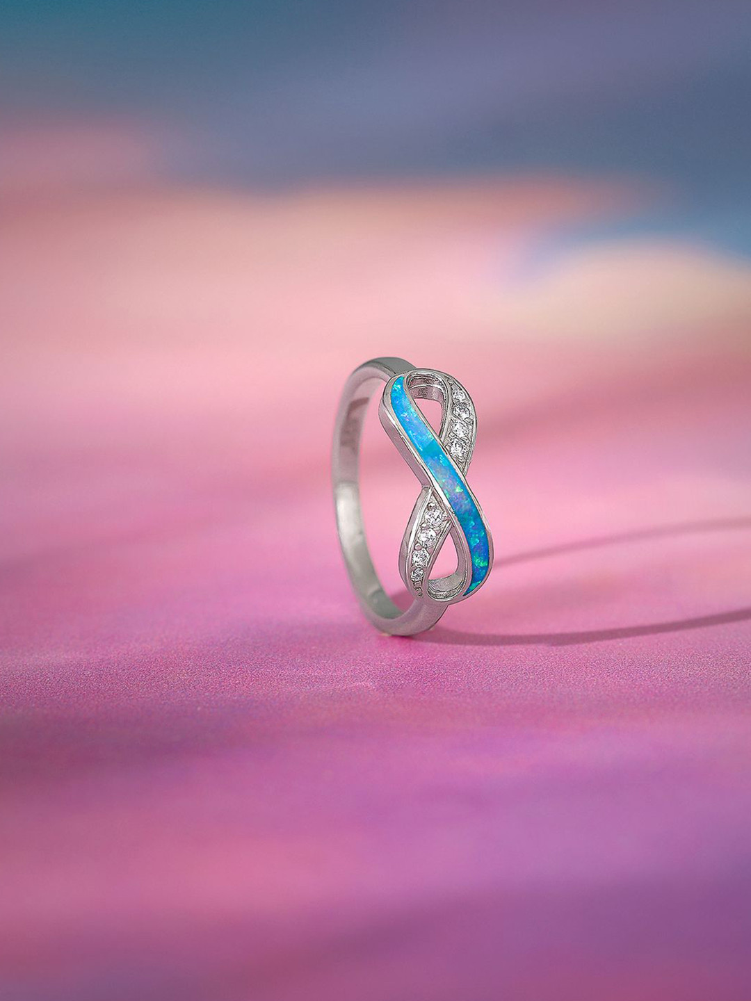 GIVA 925 Sterling Silver Rhodium-Plated Zircon-Studded Infinite Beauty Finger Ring