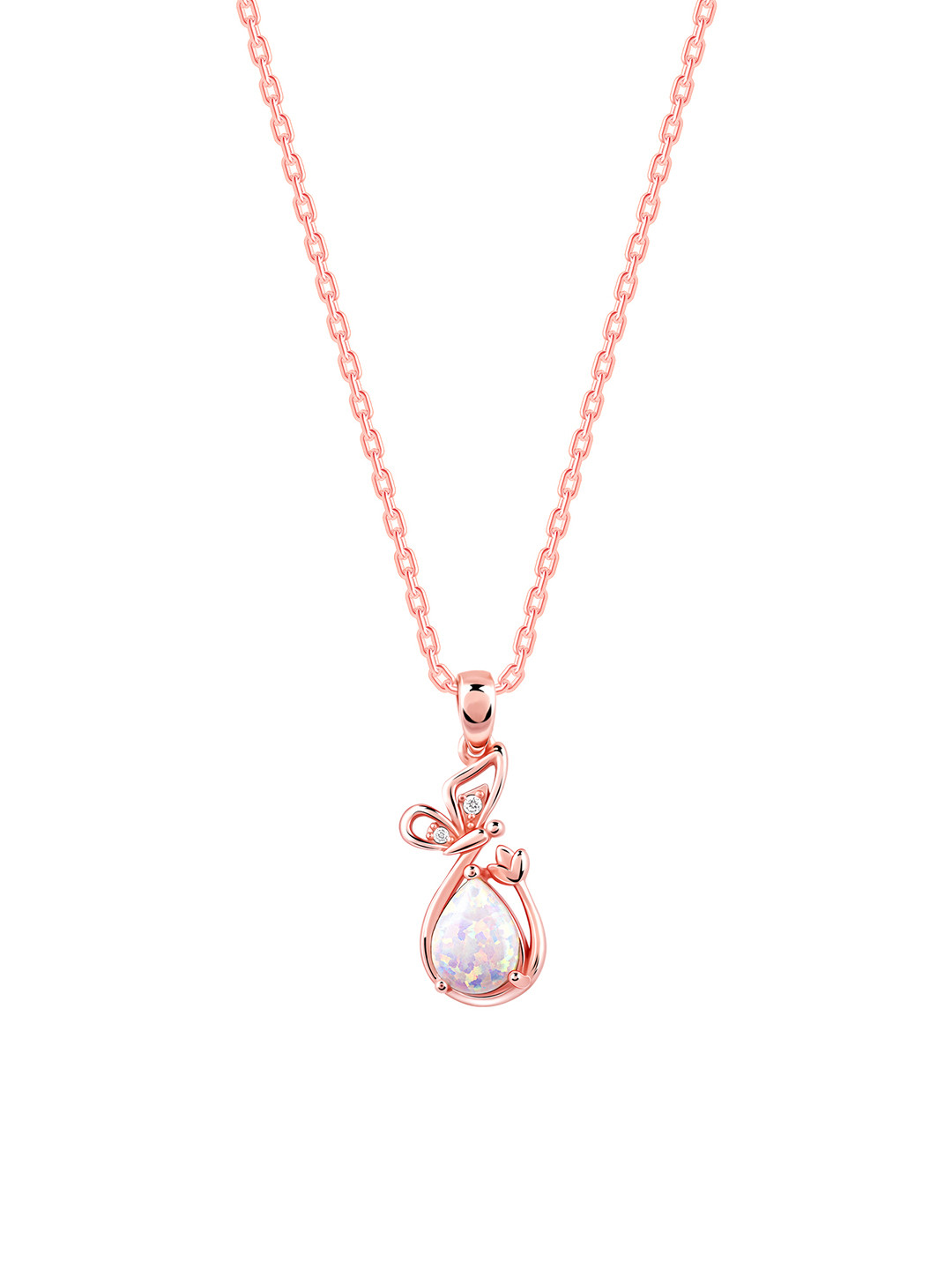 GIVA 925 Sterling Silver Rose Gold-Plated Cubic Zirconia Studded Starlight Spark Chain
