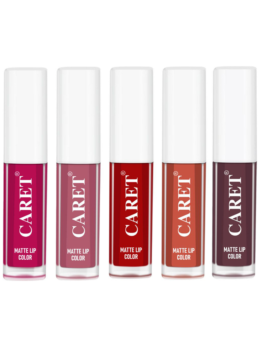 CARET ORGANIC Set Of 5 Super-Pigmented Matte Lipsticks - 10 ml - Shade 5-2-3-6-7