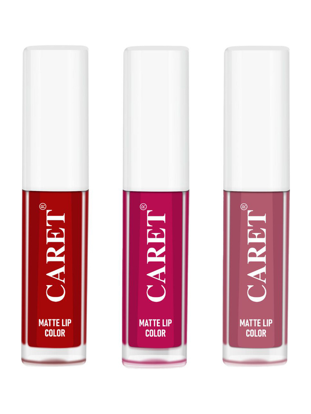 CARET ORGANIC Set Of 3 Highly-Pigmented Liquid Matte Lipsticks - 2ml Each -3-5-2