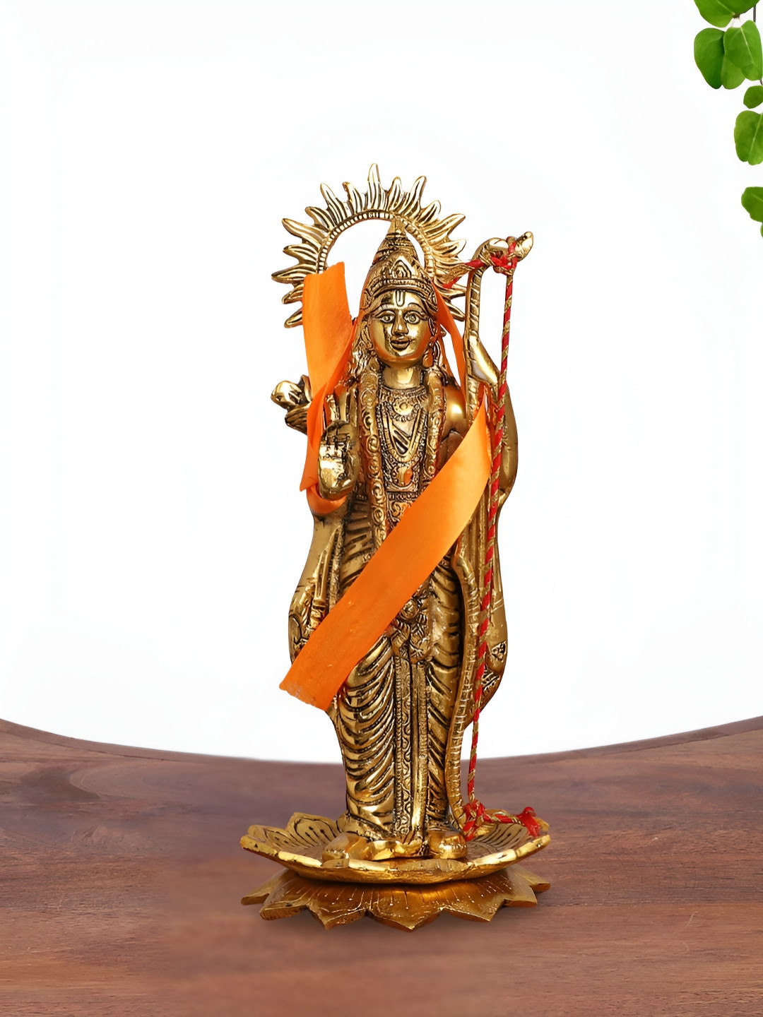 INTERNATIONAL GIFT Lord Shri Ram Gold Metal Metallic Prayer Room Large Showpiece - 4.7 Inches