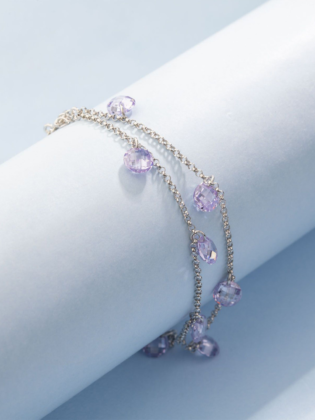 Gargi by P. N. Gadgil & Sons 92.5 Sterling Silver Artificial Beads Charm Bracelet