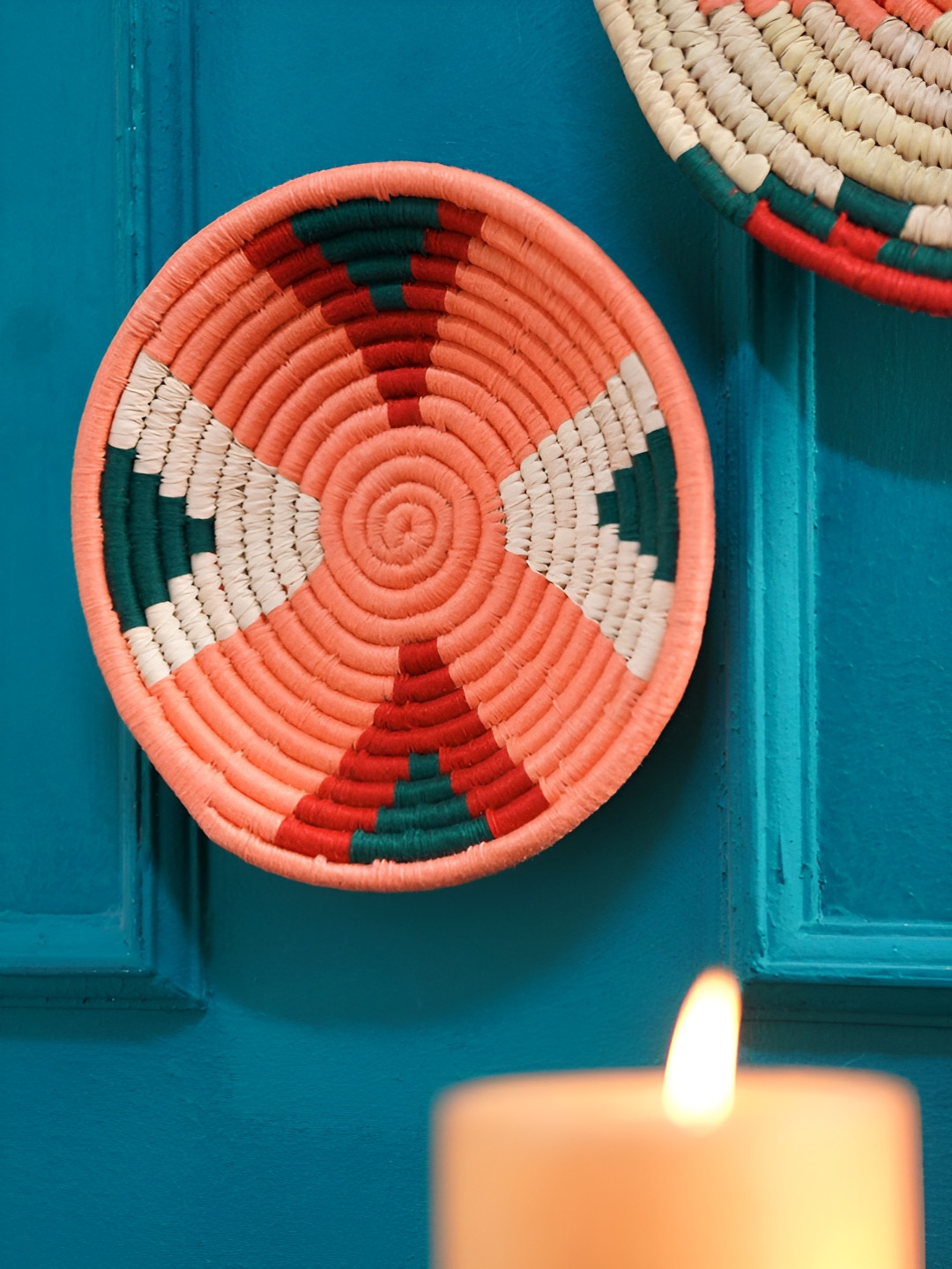 JAYPORE Maroon & Red Sabai Grass Wall Plate