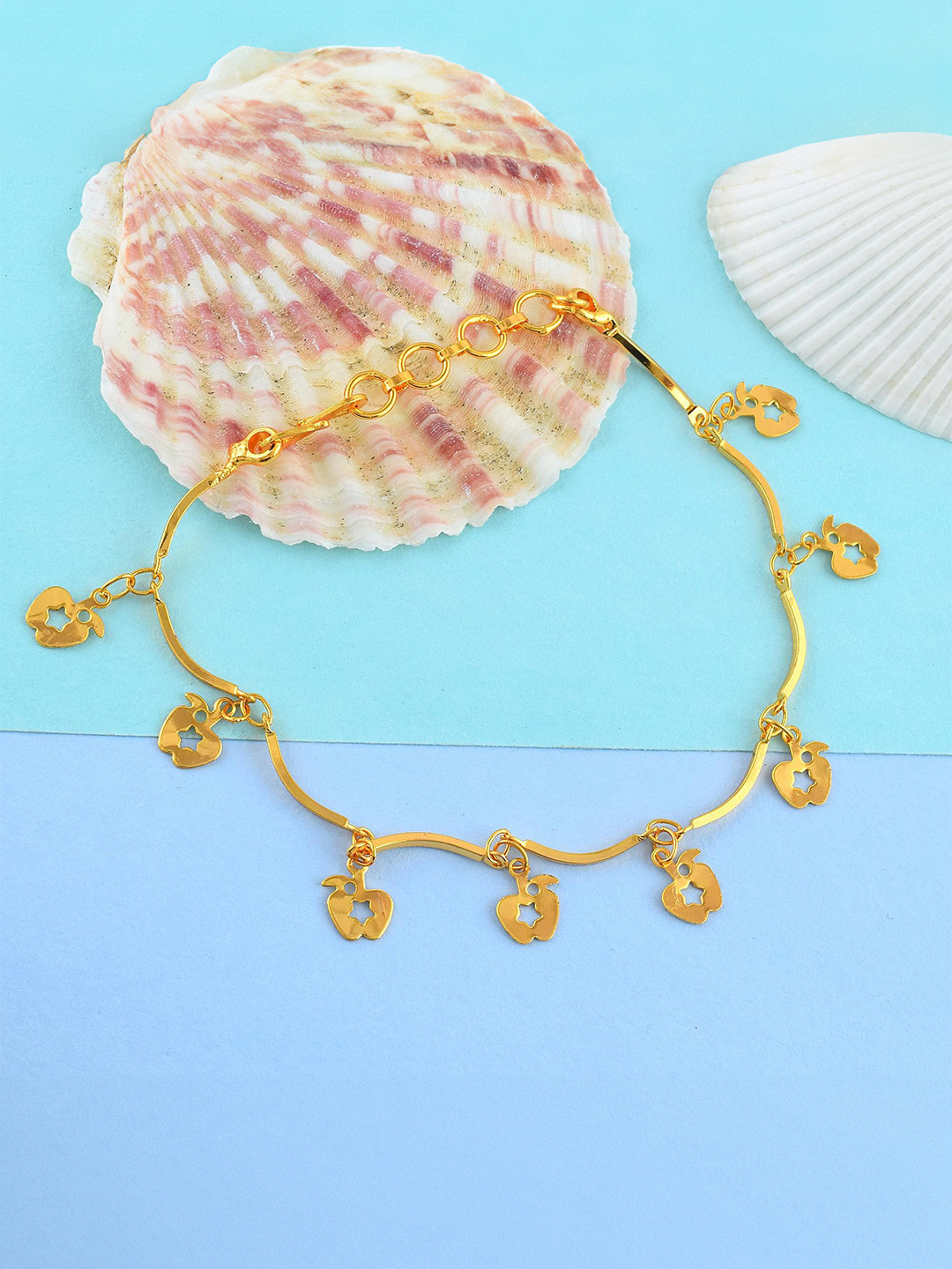 MEMOIR 24KT Gold-Plated Apple Charms Link Bracelet