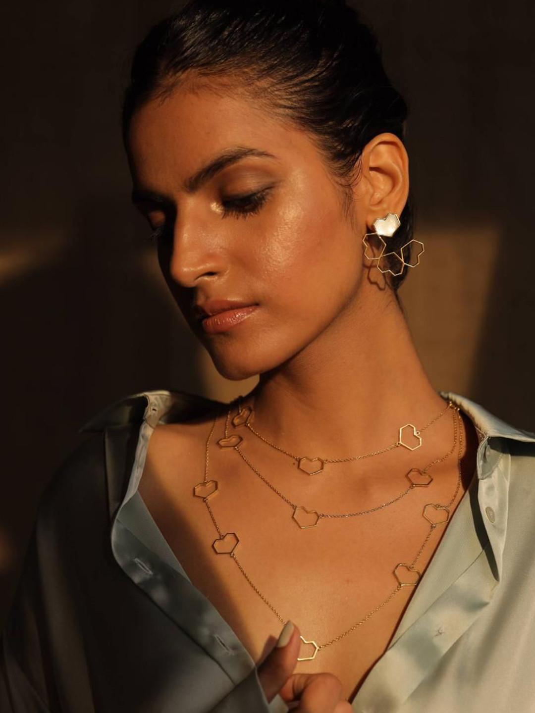 Varnika Arora Sepal 22k Gold-Plated Heart Shaped Drop Earrings