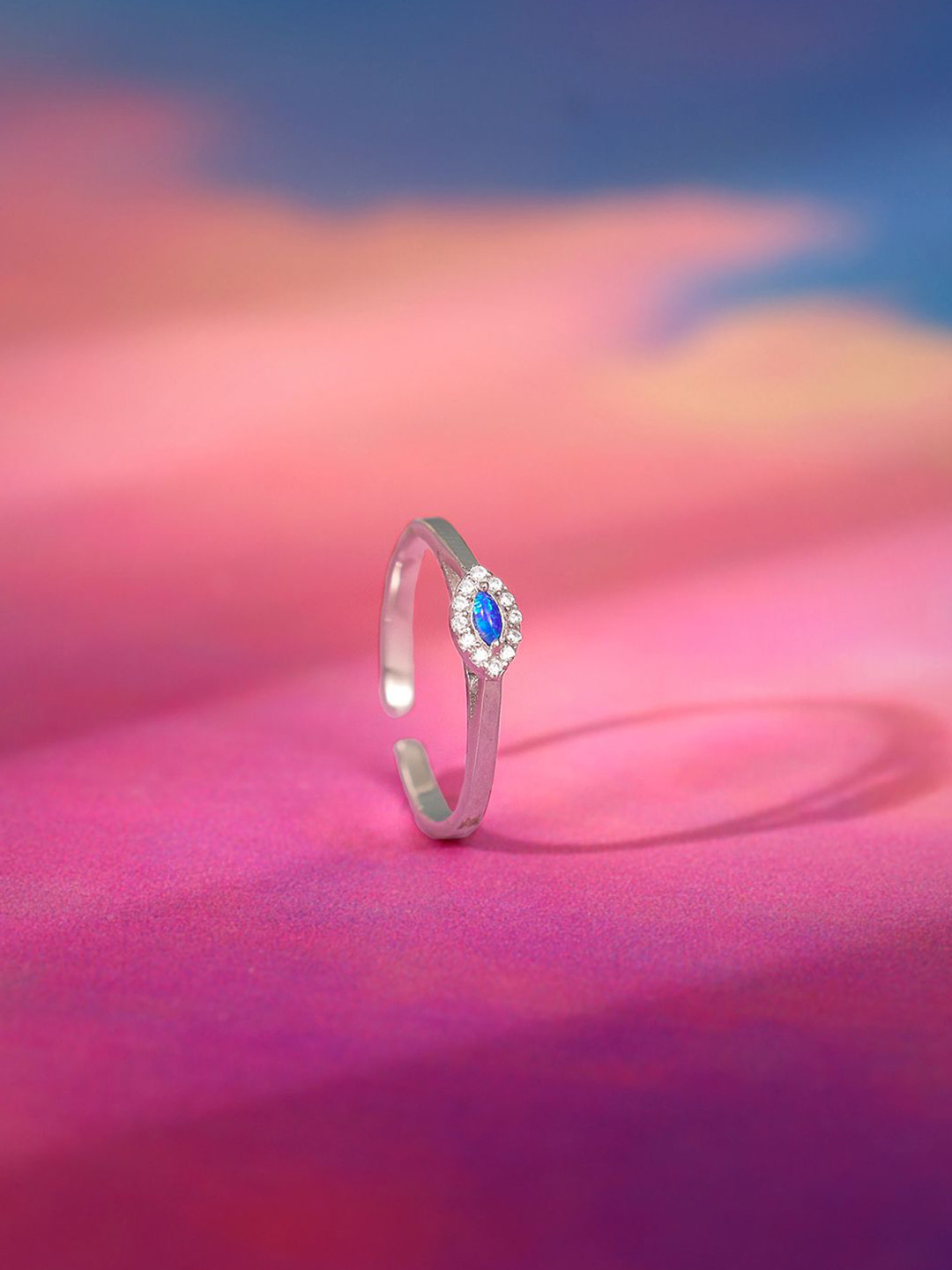 GIVA 925 Sterling Silver Rhodium-Plated Zirconia Studded She Shines Finger Ring