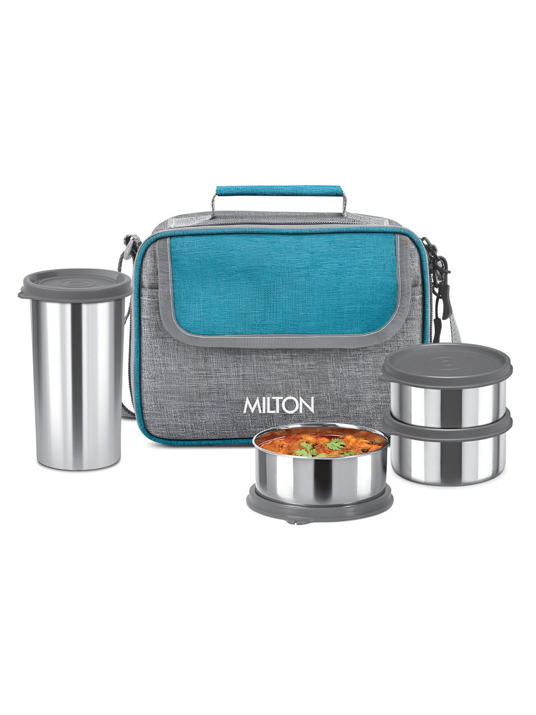 Milton Daily Meal Lunch Box Teal Stainless Steel 3 Pcs Container 300ml Tumbler 400ml & Bag