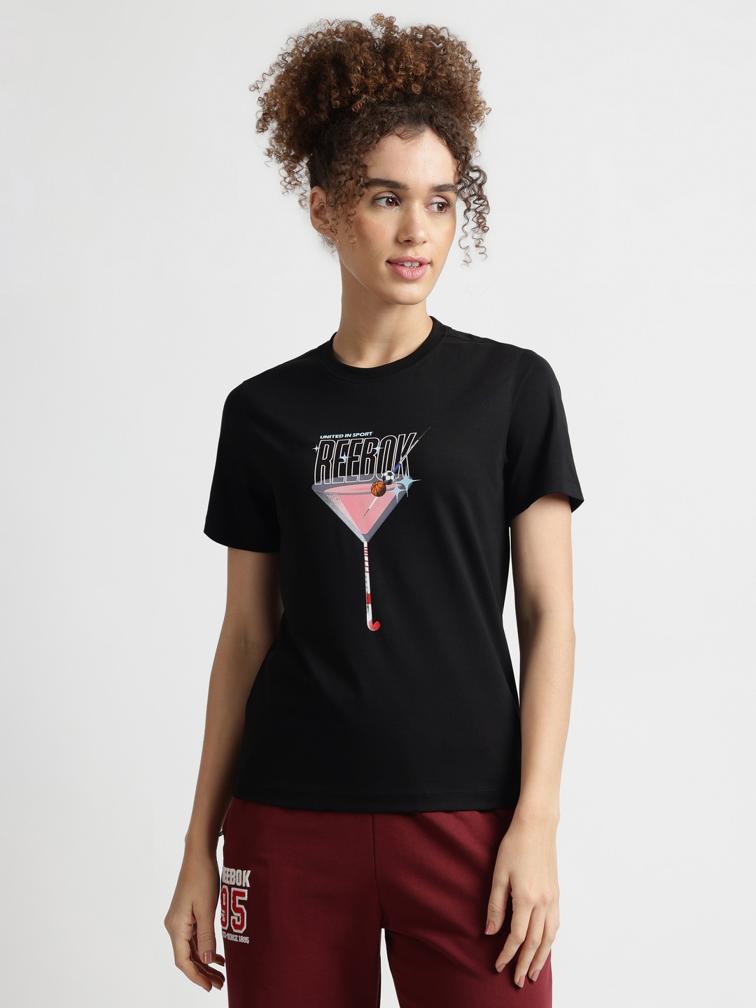 Reebok Women Graphic Printed Short Sleeves Cotton Casual T-shirt