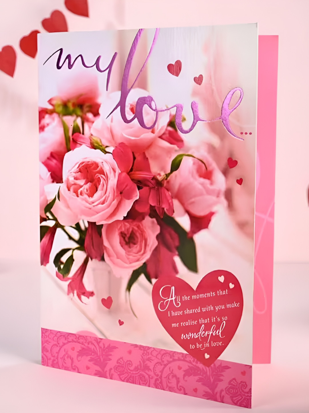 Floweraura Red & White Printed Forever My Love Card