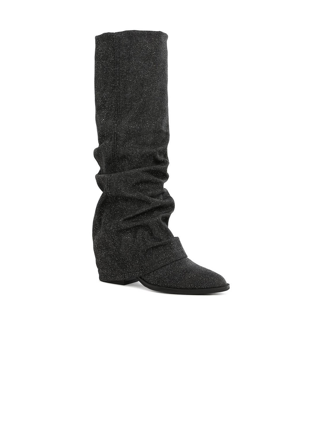 London Rag Women Fold-Over Slouchy Denim Boots