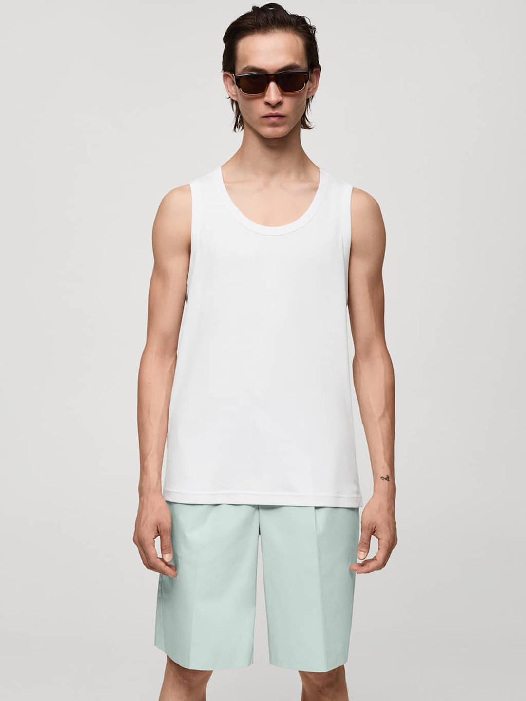 MANGO MAN Scoop Neck Sleeveless T-shirt Vest