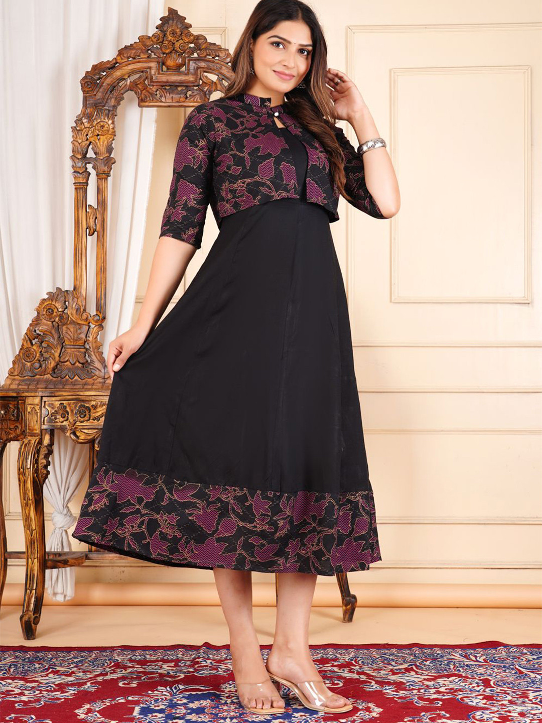 Loyster Round Neck Empire Dresses With Jacket