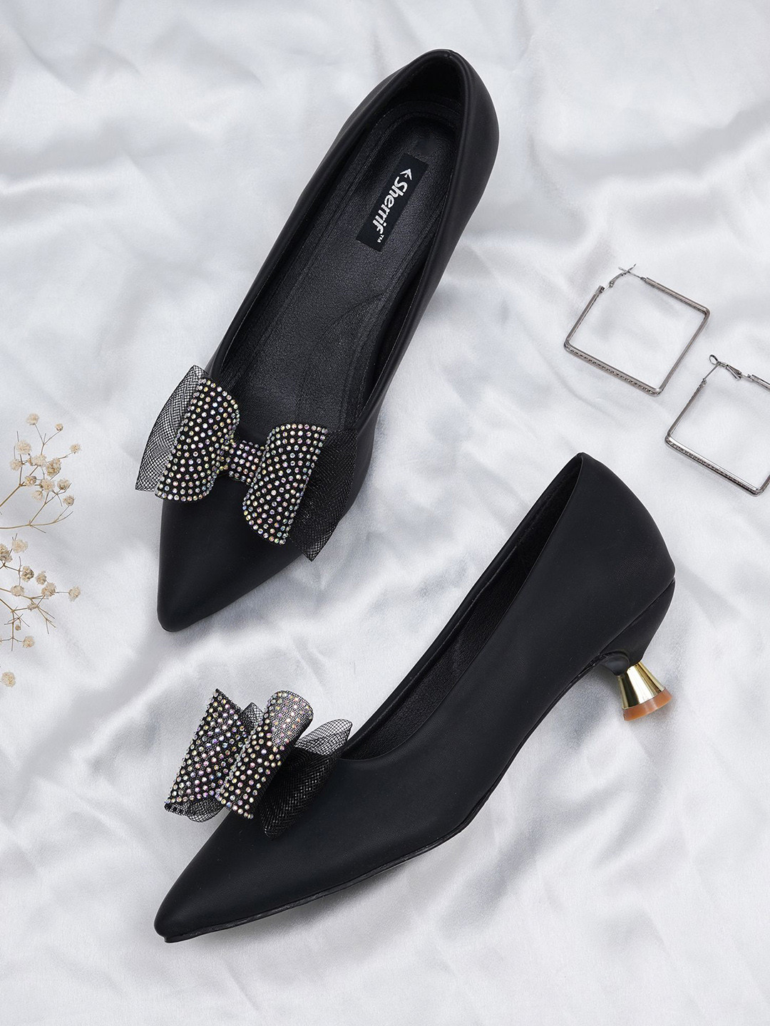 Sherrif Shoes Kitten Heel Pumps with Bows