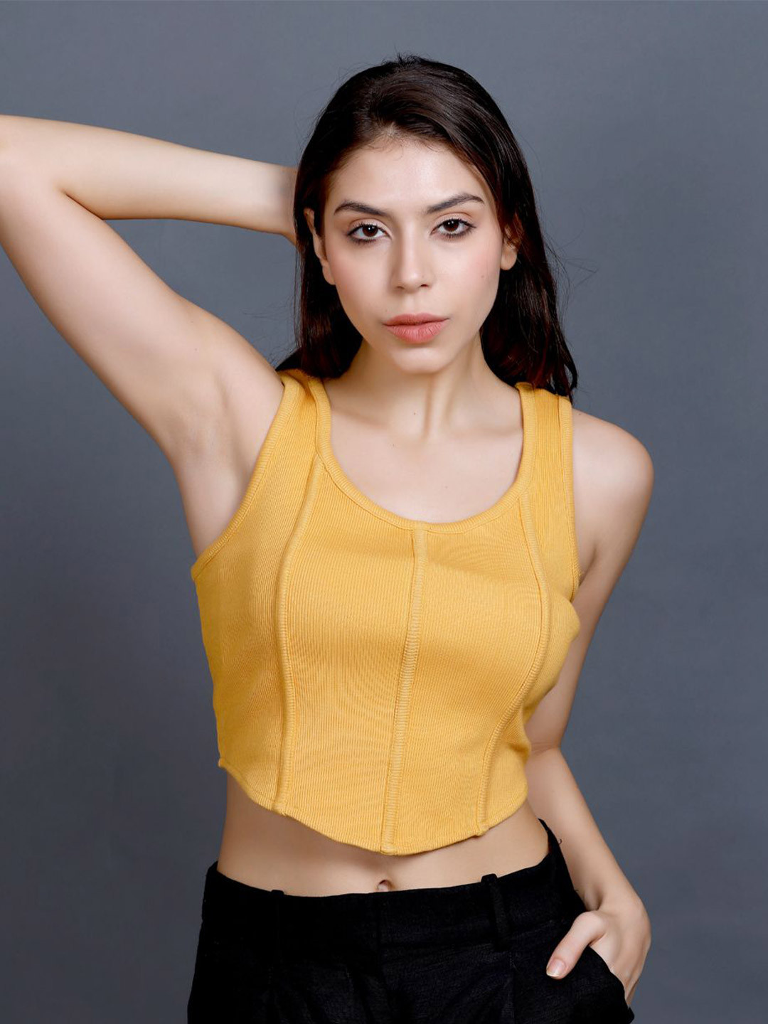 MX Miazi Xchange Cotton Round Neck Tank Crop Top