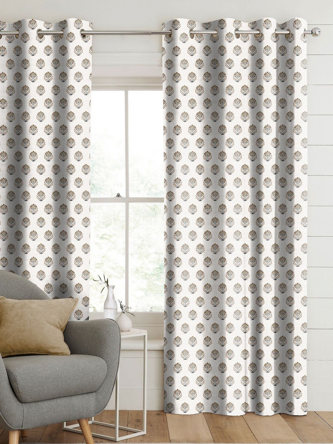 CASABLEU Anthem Odetta Mustard Yellow 2 Pieces Ethnic Motifs Printed Door Curtains