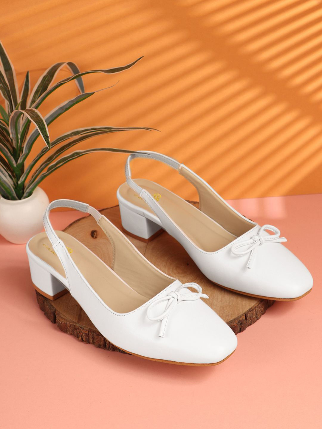 sneakers villa Block Heel Pumps with Bows