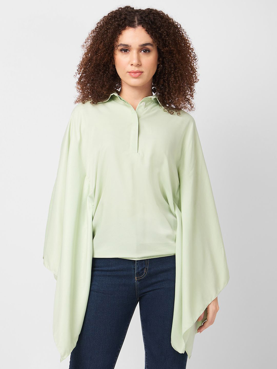 Iti Mandarin Collar Flared Sleeve Kaftan Top
