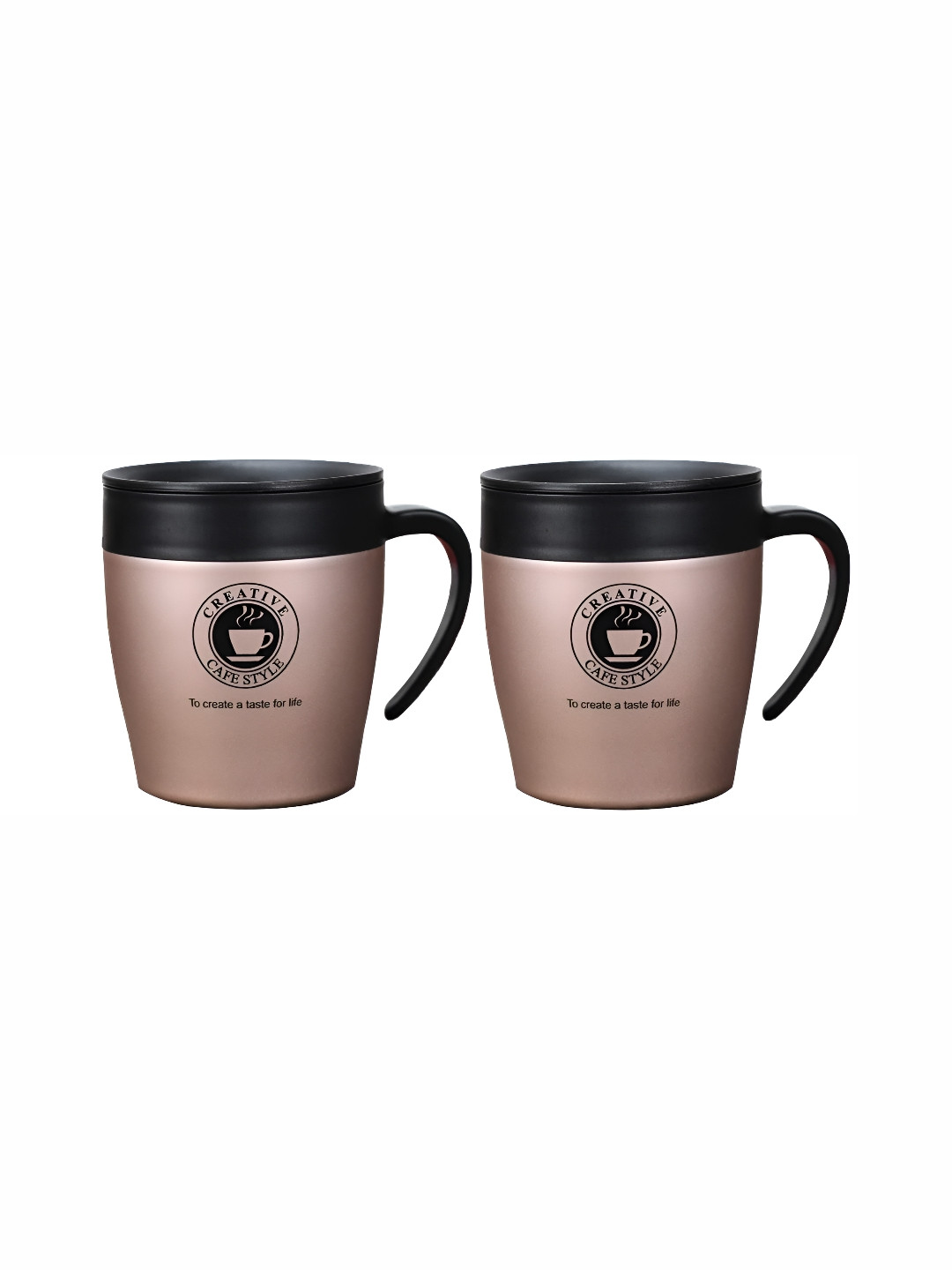 We3 Sip Of Success Pink Typography Stainless Steel Dishwasher Safe 2 Piece Mugs with Lid-330ml