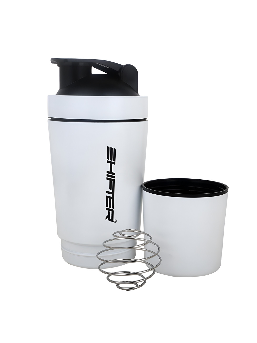 SHIFTER White & Black Brand Logo Printed Stainless Steel Shaker Water Bottle-700 ml