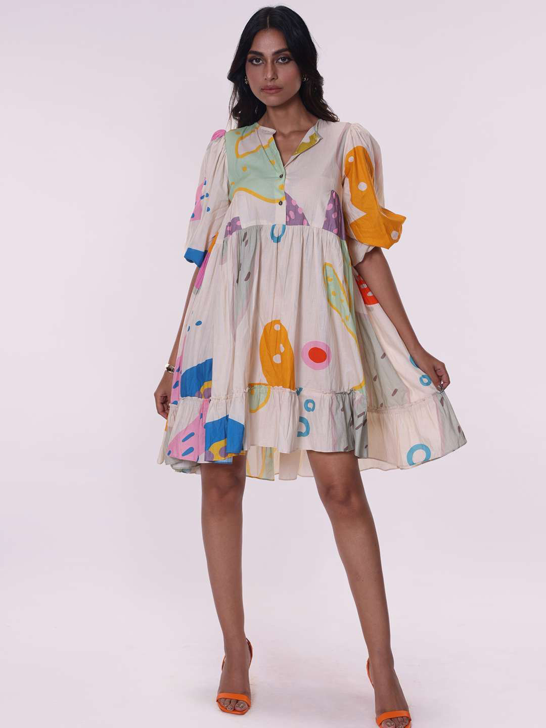 POPPI Floral Print Bell Sleeve Fit & Flare Dress
