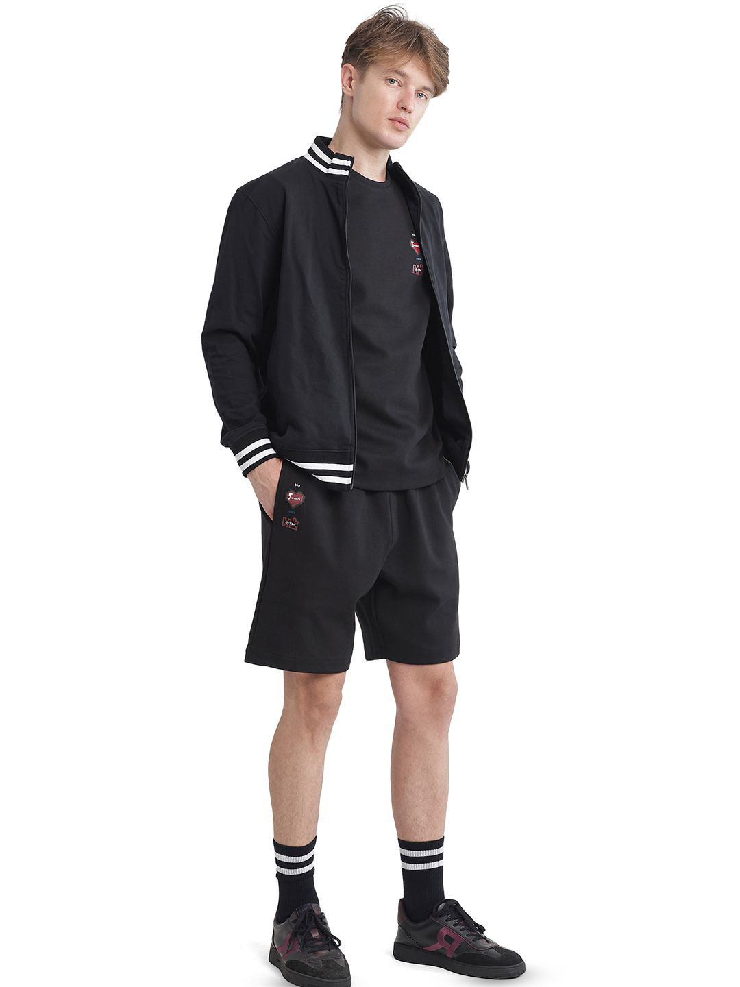 RARE RABBIT Men Lux Primary Black Shorts