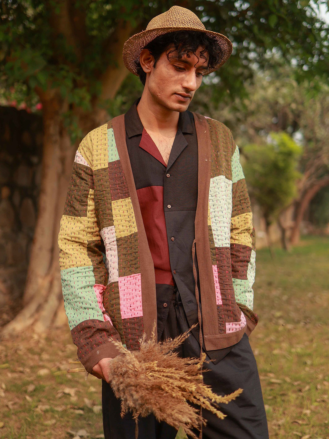 Doodlage Men Collarless Colourblocked Cotton Shacket