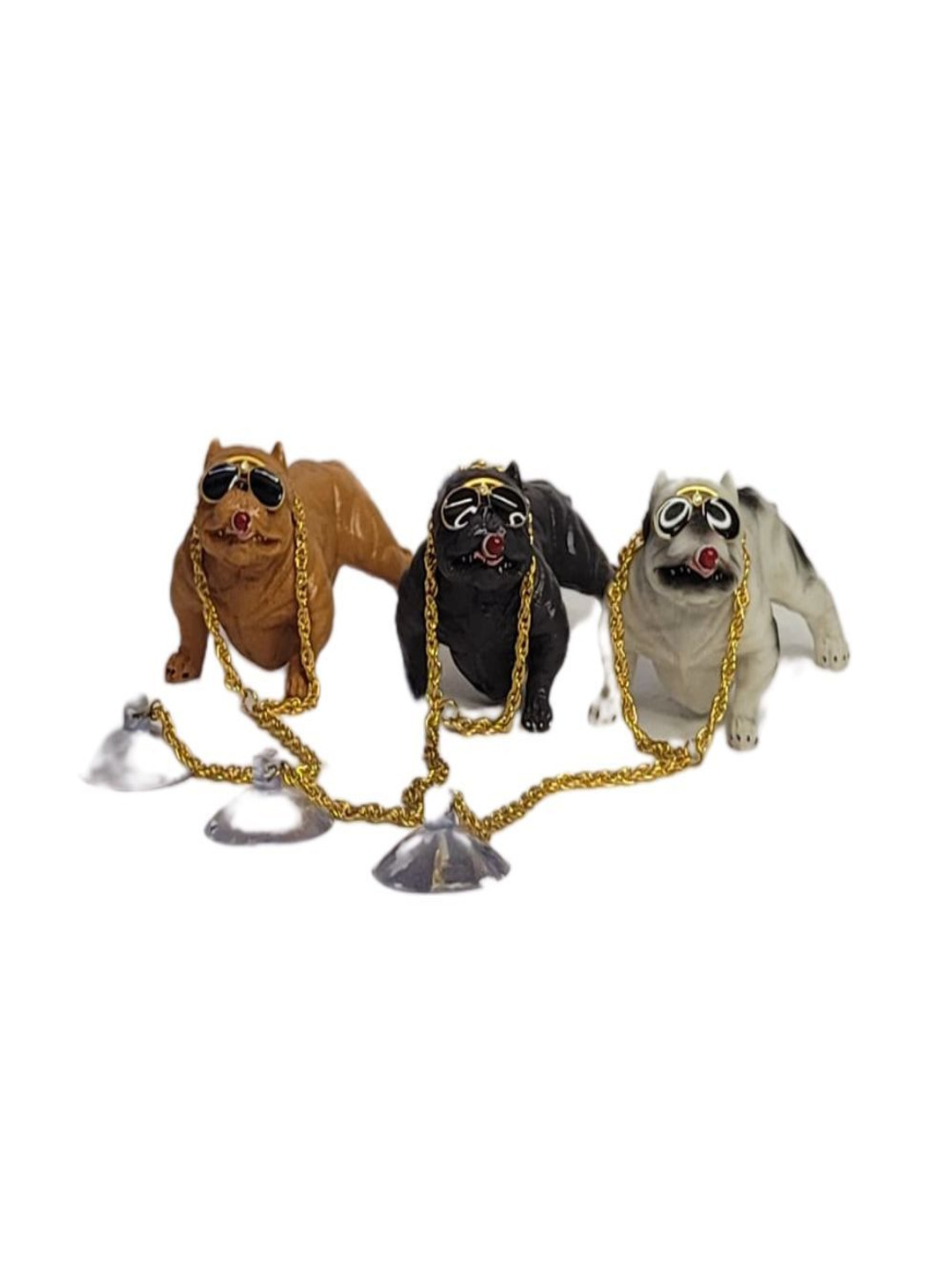 Wonderland Bulldog Black Polyresin Natural Living Room Set of 3 Small Showpieces - 3 Inches