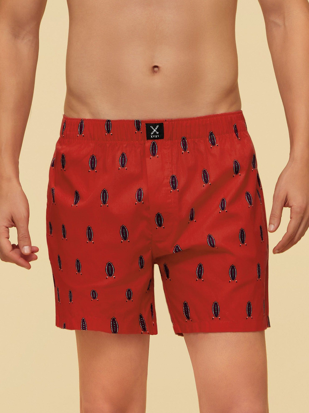XYXX Men Printed Savanna Cotton Boxers Shield Red XYBOX50