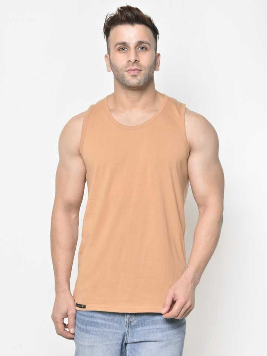 WOOSTRO Men Pack Of 2 Combed Cotton Gym Vest RS26 COMBO (RUST) (RUST)