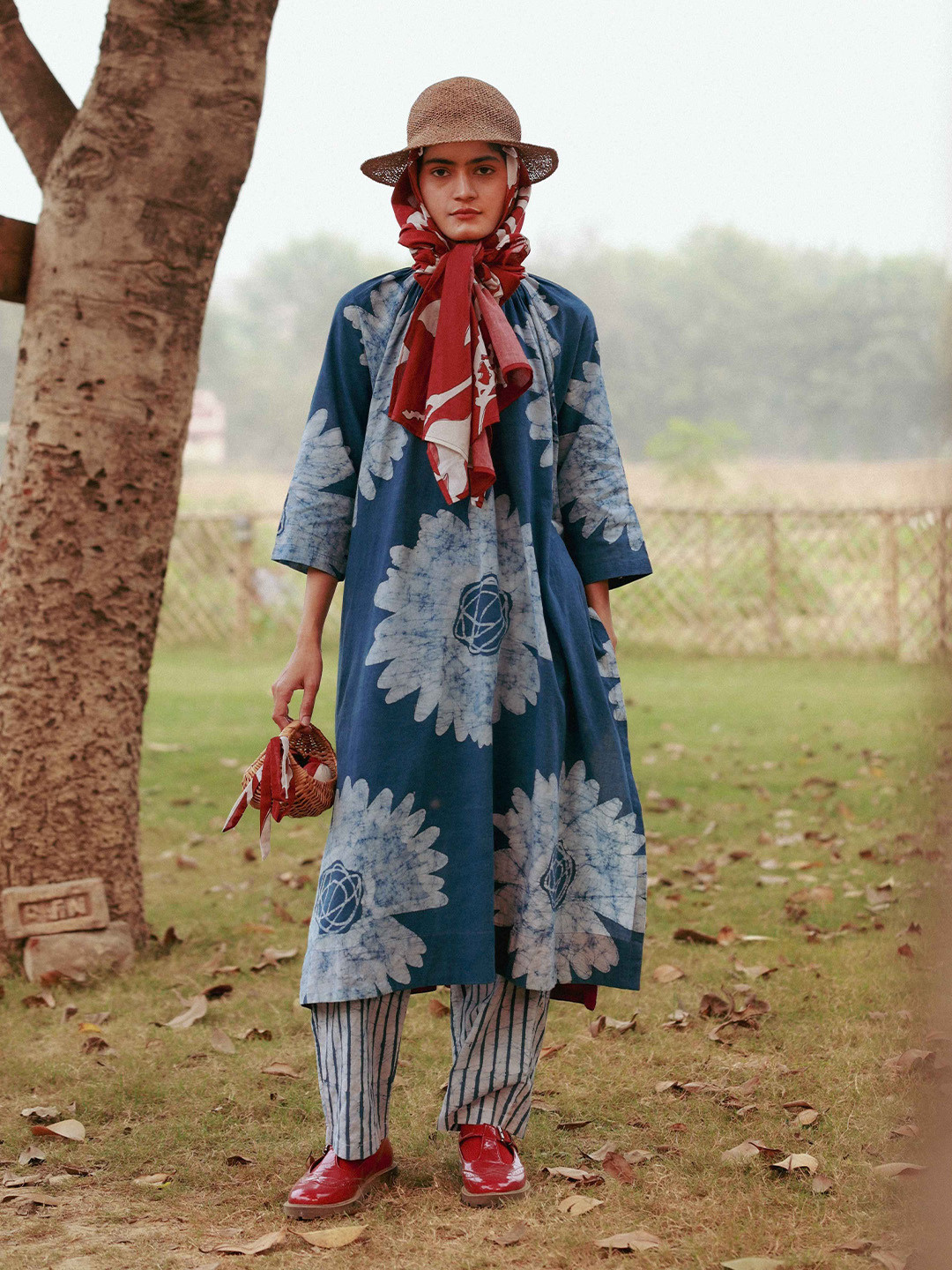 Doodlage Hayde Batik Floral Printed Cotton Straight Tunic