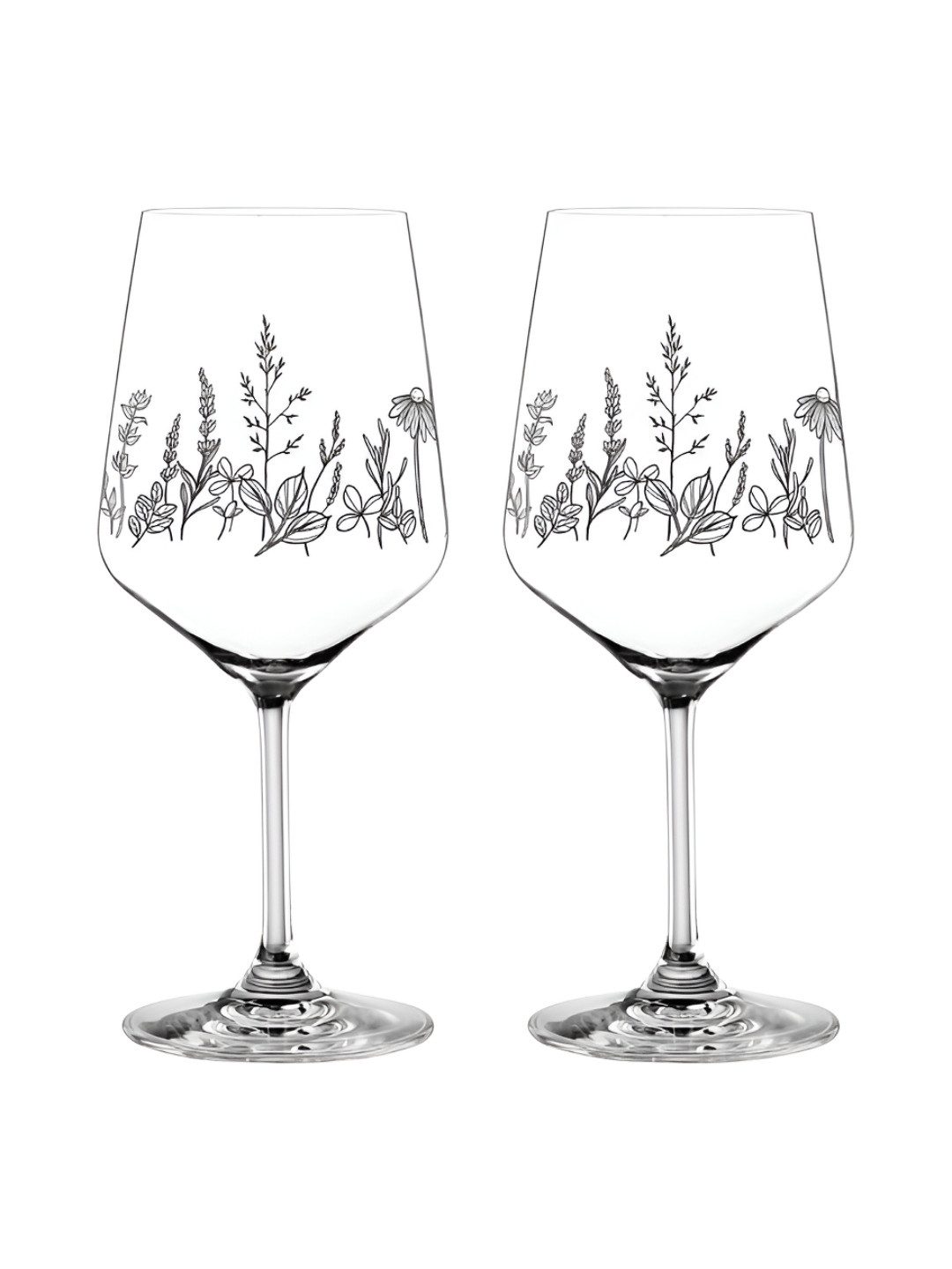 Nachtmann Tattoo Transparent 2 Pieces Botanical Print Wine Glasses