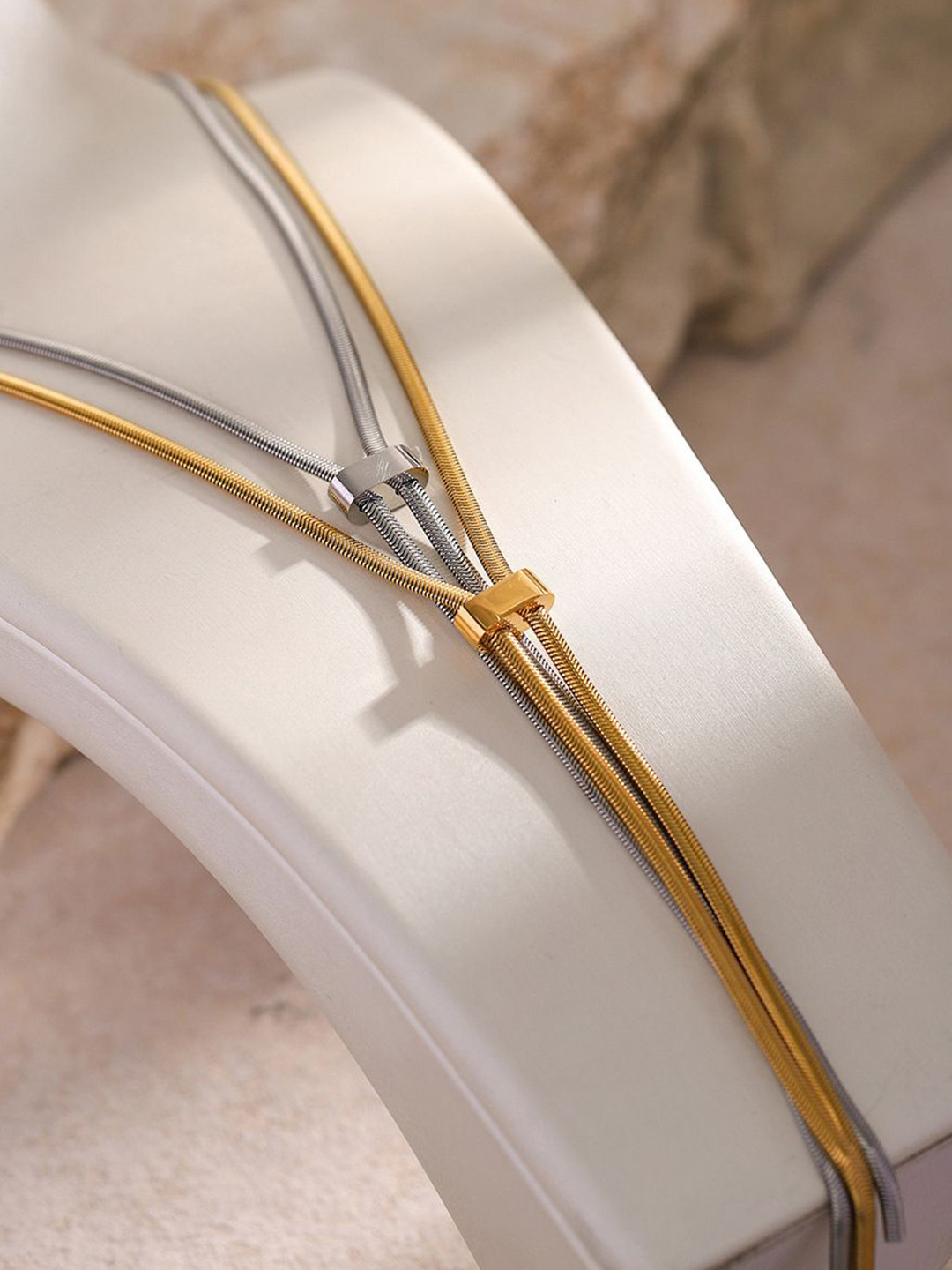 KAORI BY SHREYA AGARWAL Stainless Steel Gold-Plated Snake Chain Necklace