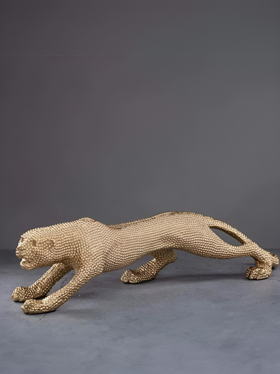 SMOKEY COCKTAIL Glam Leopard Gold Polyresin Natural Living Room Hand Made Small Showpiece - 4.5 Inches