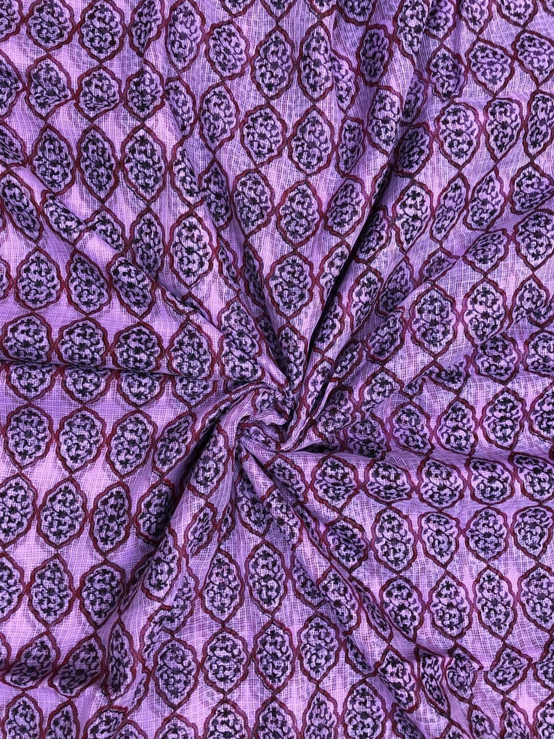 PALASH Floral Printed Pure Cotton Block Print Unstitched Dress Material