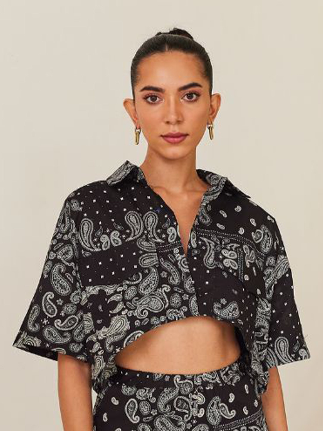 Urban Suburban Women Nostalgia Cotton Shirt Style Crop Top