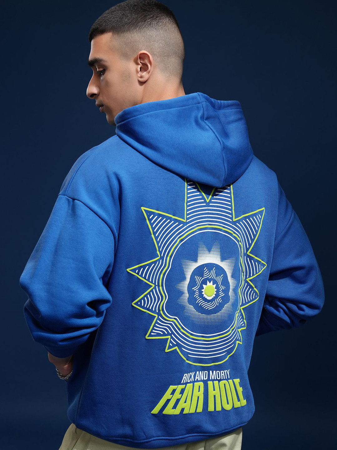 HIGHLANDER Men Rick & Morty Oversized Drop Shoulder Hoodie Sweatshirt