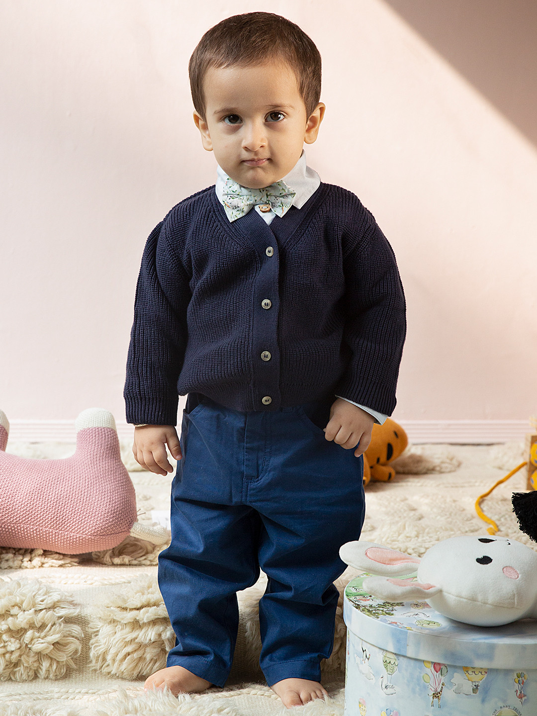THE BABY TRUNK Solid Button-Down Woollen Cardigan