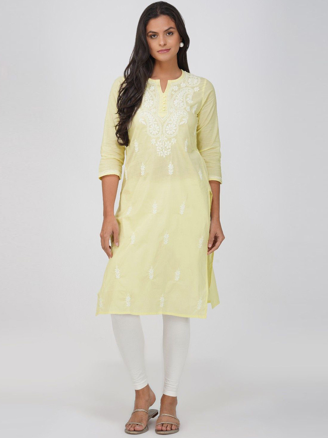 Bluenixie Women Ethnic Motifs Embroidered Chikankari Floral Kurta