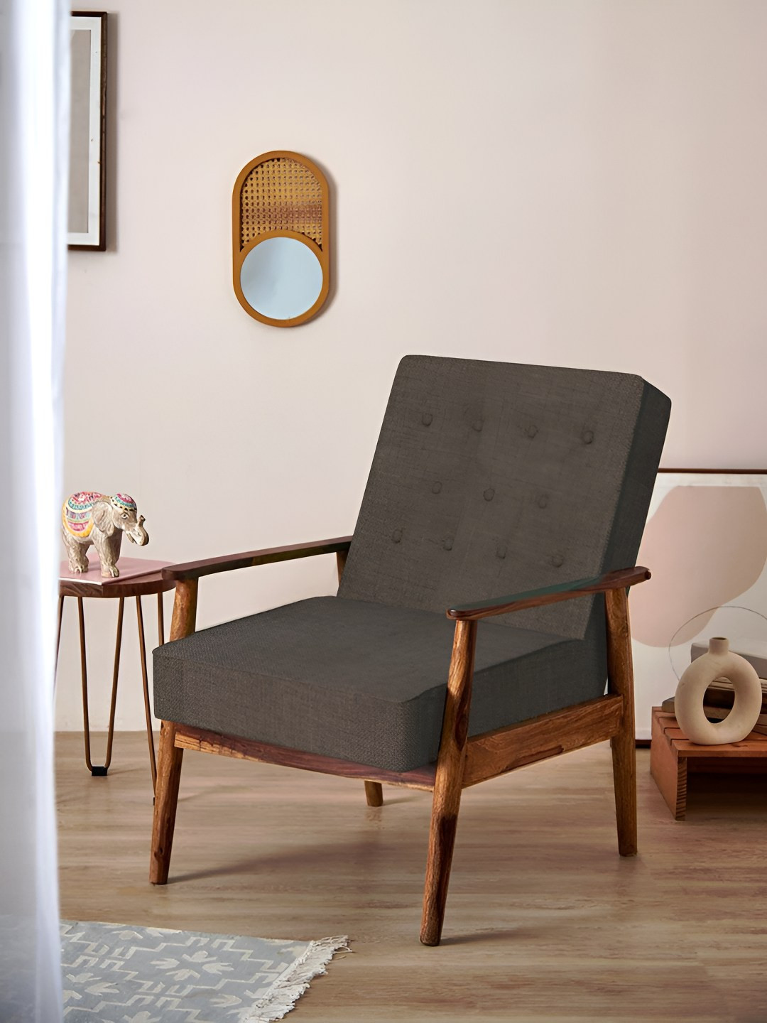 Chumbak Brown Coal Memsaab Arm Chair
