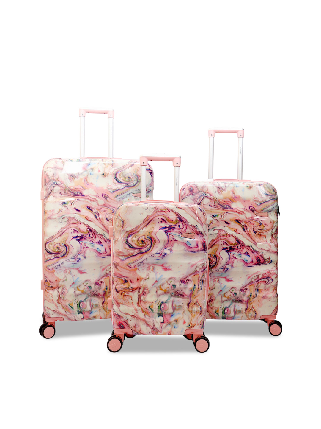 REDHORNS Holographic Set Of 3 Printed Hard-Sided Large, Medium & Cabin Trolley Bag