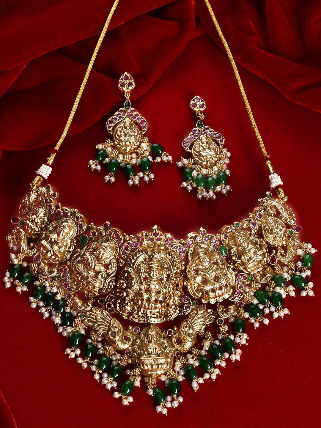 Voylla Gold Opulence Devika Shringar Temple Choker Necklace Set