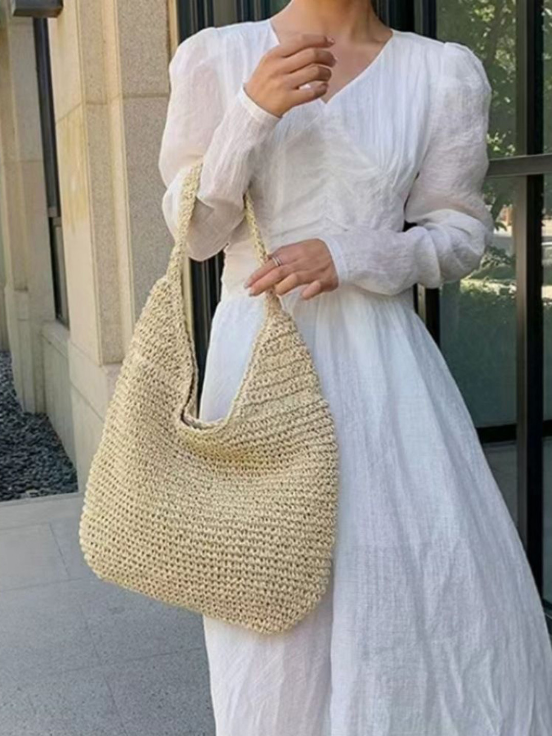 StyleCast Women Textured Shopper Paper Tote Bag