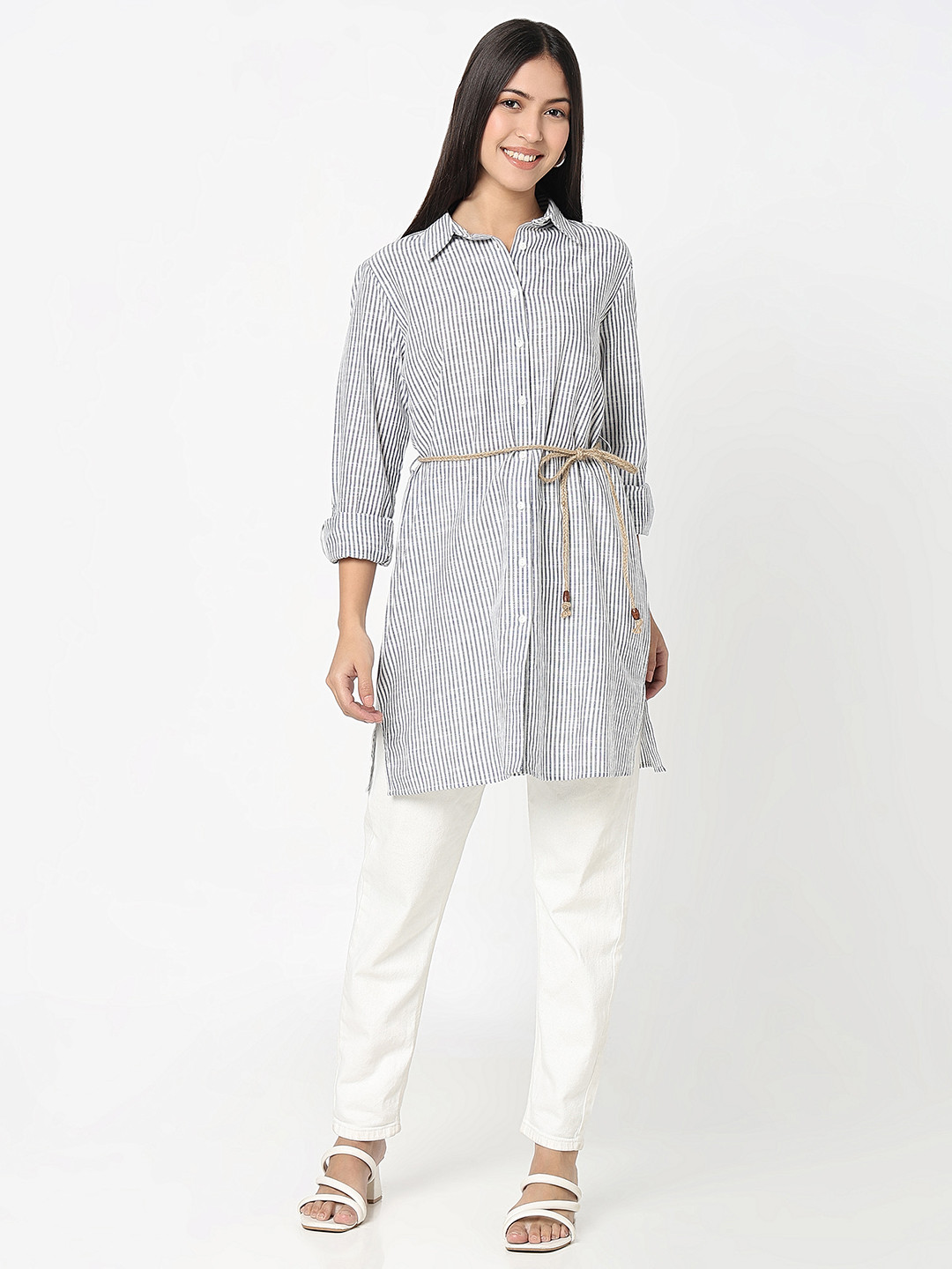 R&B Striped Cotton long Top