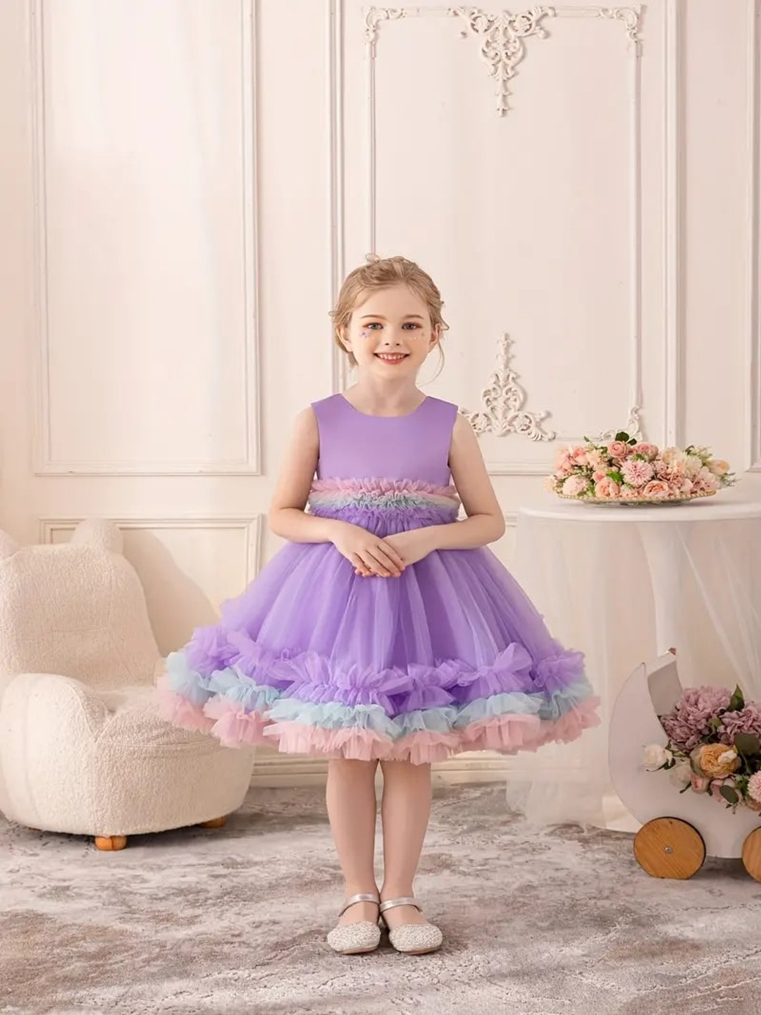 BAESD Girls Layered Ruffles Fit & Flare Dress