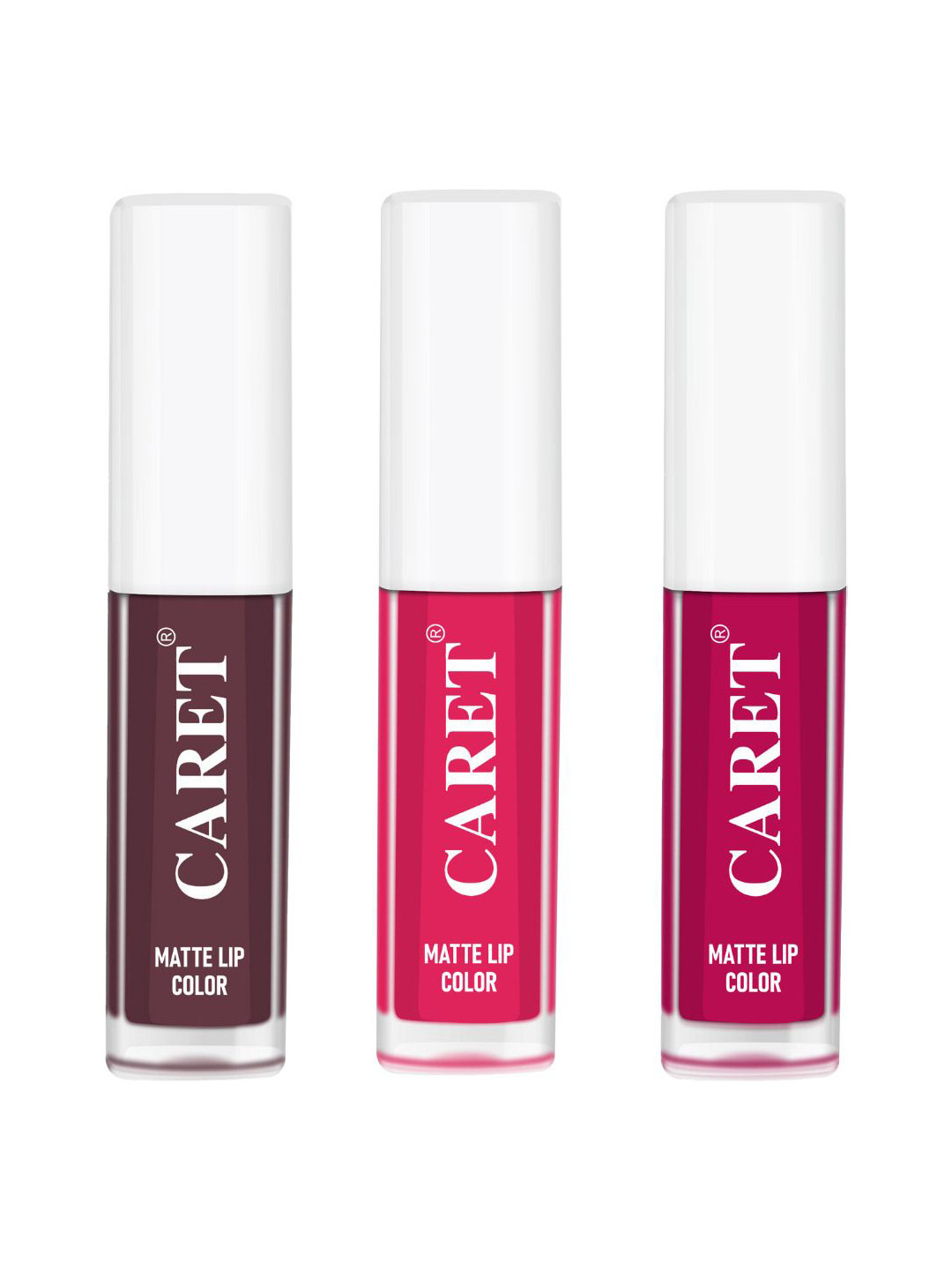 CARET ORGANIC Set Of 3 Super-Pigmented Liquid Matte Lipsticks - 2 ml Each - 7-4-5
