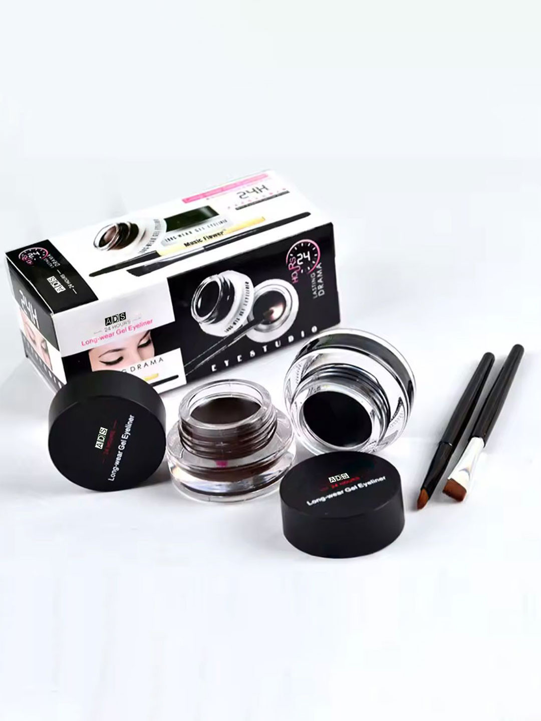 A.D.S Set Of 2 Eyebrow Pencil & Enhancer With Applicator Brush - 3g Each - Black-Brown